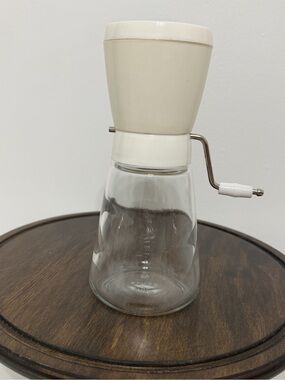 Vintage Gemco Manual Nut & Spice Grinder | Cream & Clear Glass